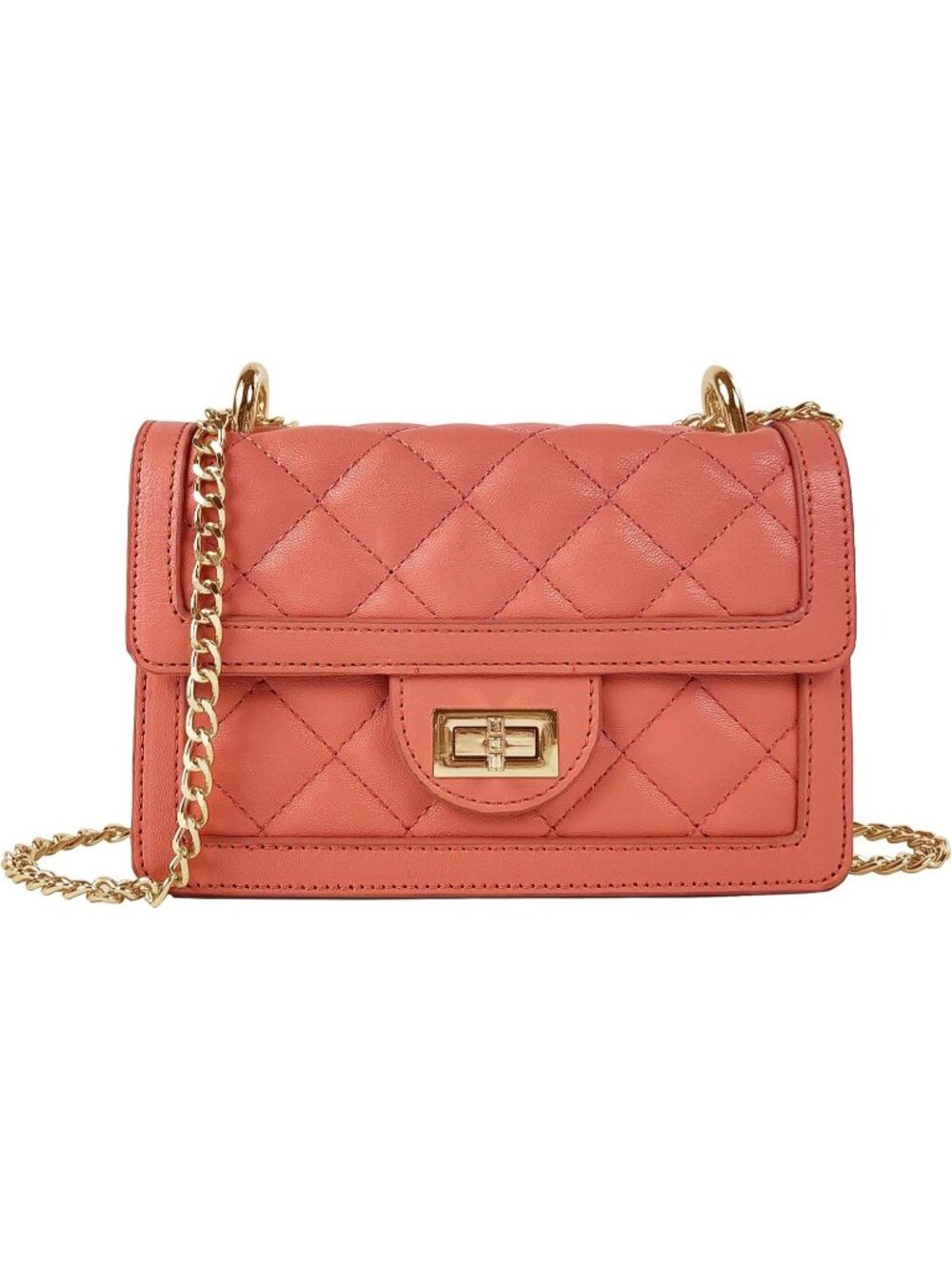Women's Coral Quilted Mini Small Shoulder Wallet Purse Crossbody Bag